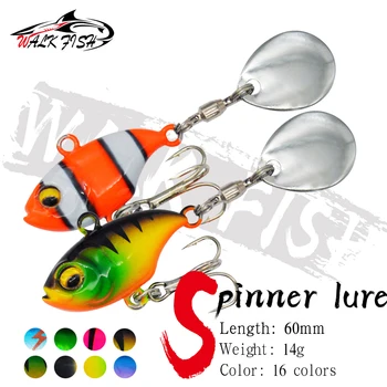 WALK FISH 14g Tail Spinning Metal Jig – Sinking VIB Vibration Spoon Lure for Bass, Pike & Trout Fishing 1