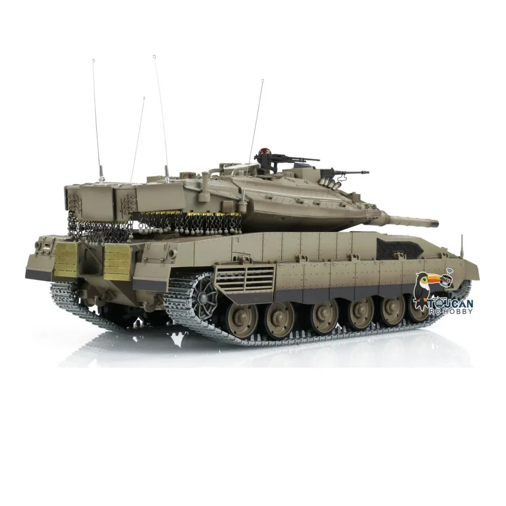 RC 탱크 1/16 헨롱 업그레이드 버전 IDF 메르카바 MK IV 3958 360 °   포탑 회전 배럴 반동 금속 트랙 모델 TH22647