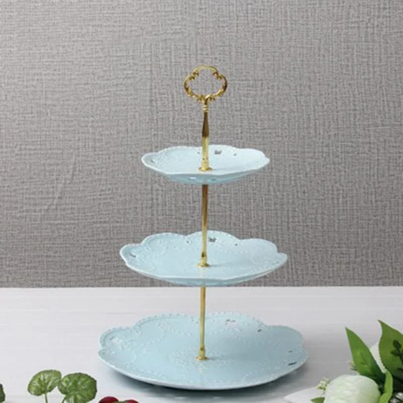 3 Layers Cake Plate Stand Handle Cake Stand Hardware Holder For Wedding Party Making Resin Cupcake Dessert Platter Serving