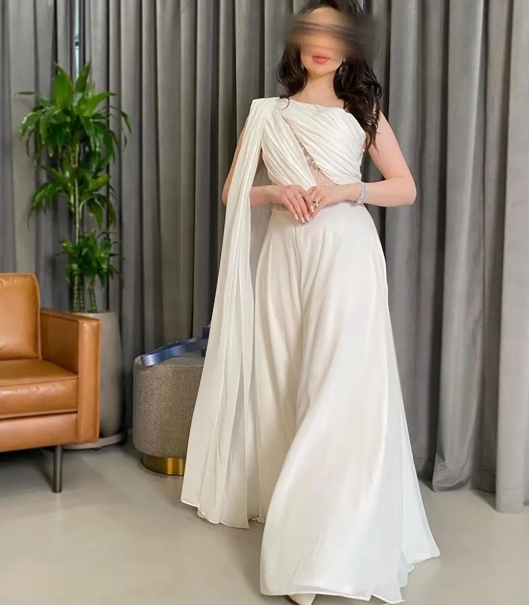 

Merida White Saudi Arabic Prom Dresses 2024 Cut-Out One-Shoulder A-Line Floor-length Formal Occasion Evening Dresses Party Gown
