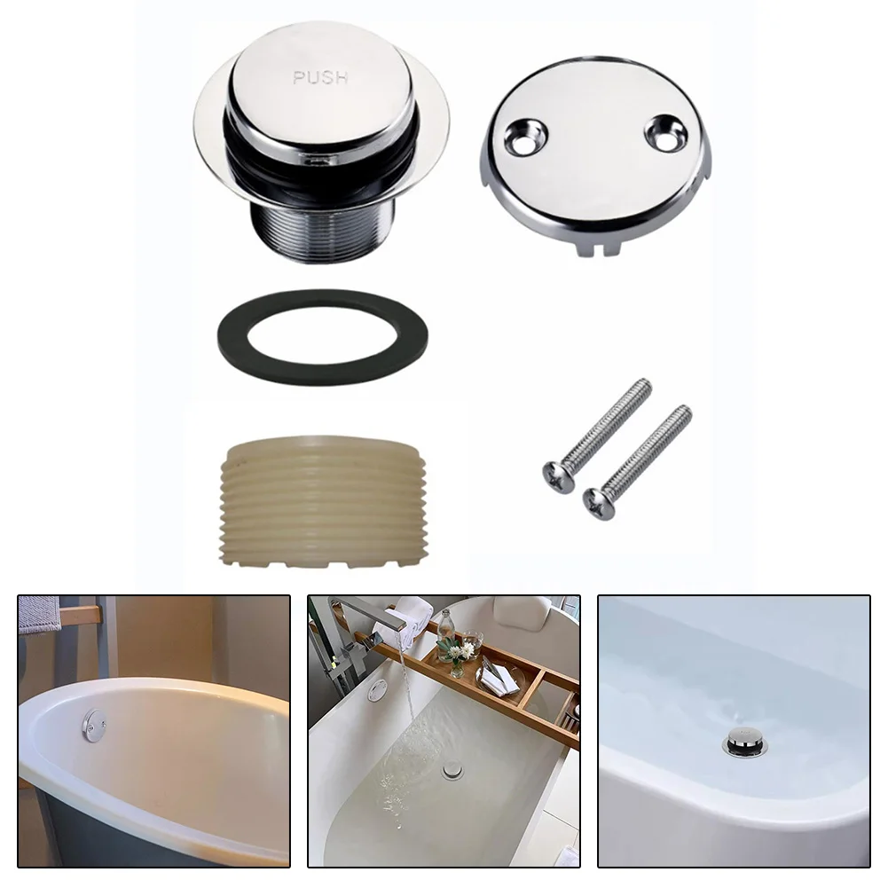 1set Bath Tub Drain Kit For Home Bathroom Tip-Toe Bath Tub Drain Kit With Two-Hole Overflow Cover Plate Household Accessories