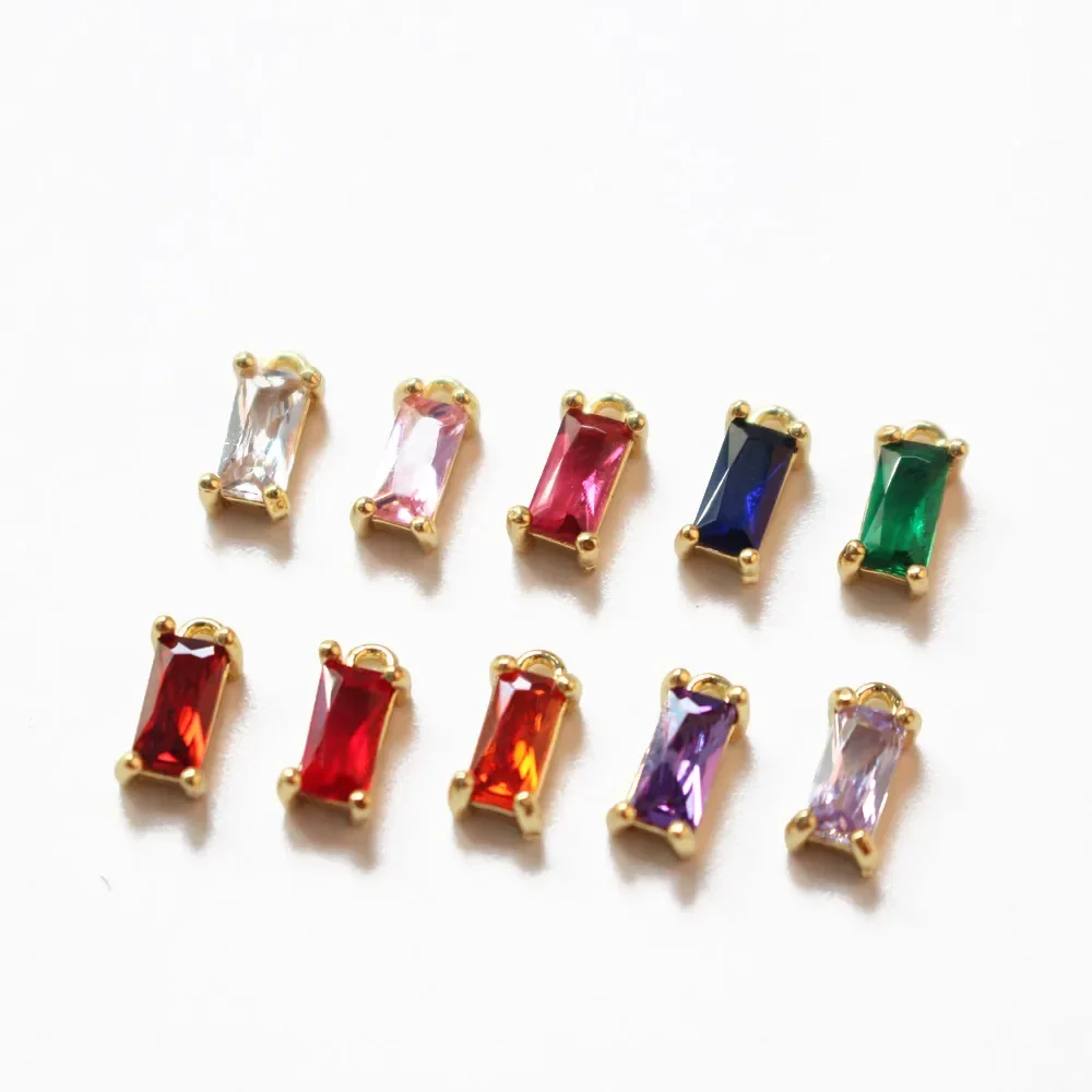 6pcs 18K Gold Plated rectangular zircon Jewelry Findings Supplies Diy Earrings Making Charms Components accessories 2pcs charms for jewelry making 18k gold plated water diamond pendant findings diy earrings supplies hand made accessories