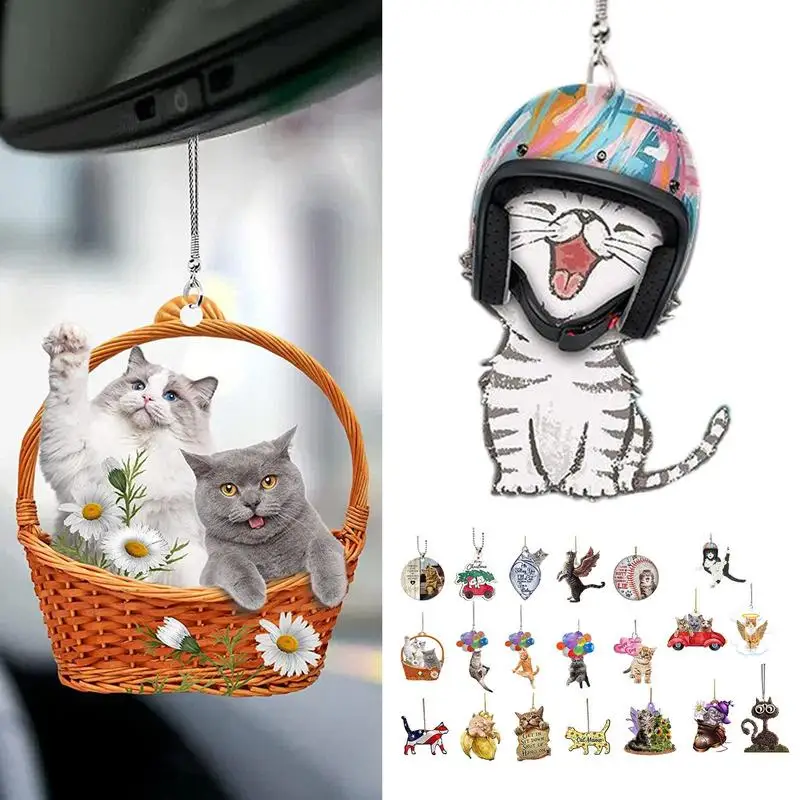 

Cute Cat Car Interior Decorations Car Decoration Pendant Cute Auto Rearview Mirror Hanging Car Charm Ornament Accessories
