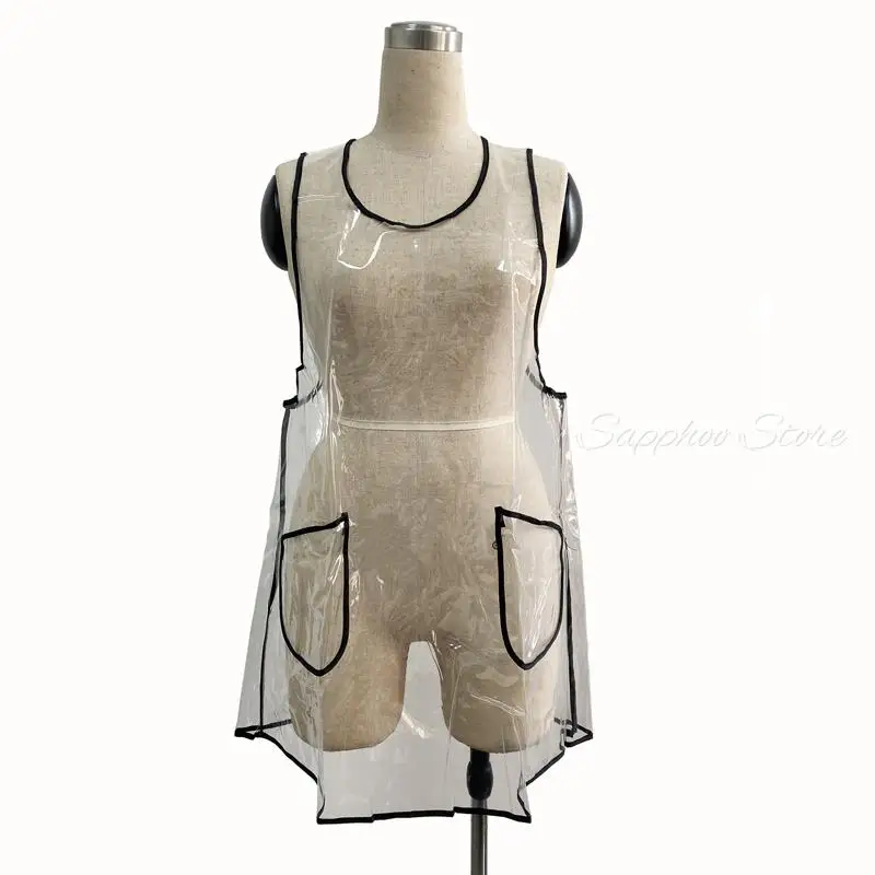 Barber Shop Pet Groomer Working Aprons Hairdressing Apron Hair Salon Waterproof Transparent TPU Apron With Pocket For Salon 5