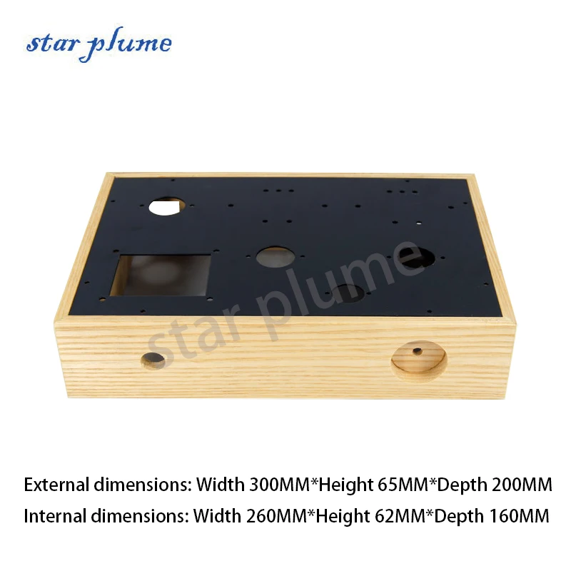 (300*65*200mm) Ash Wood Frame Aluminum Amplifier Case Solid Wood Chassis 6v6/6P6P Vacuum Tube Amplifier Chassis Shell DIY Box