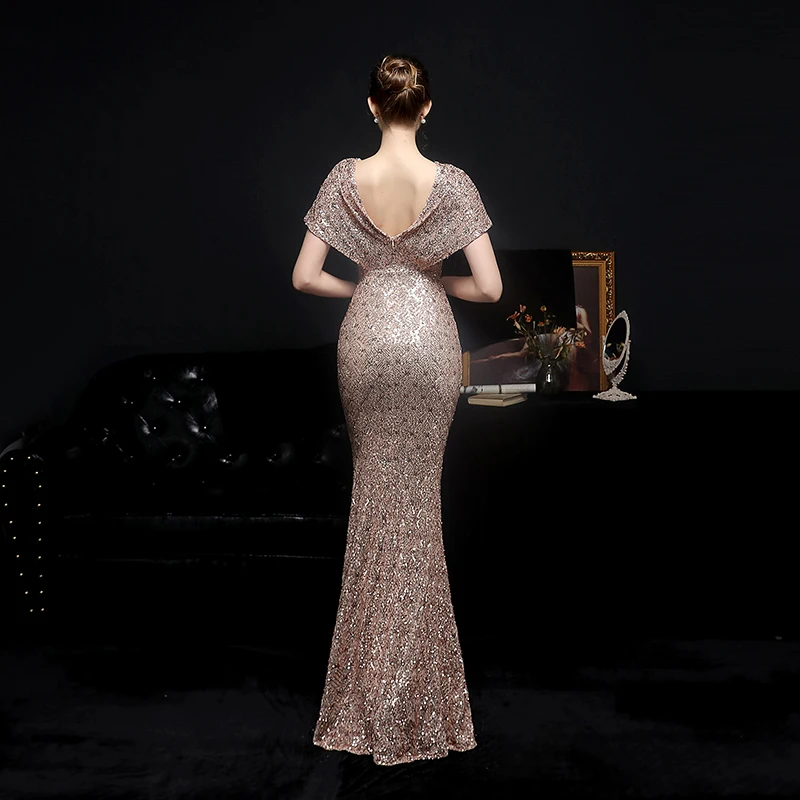 2024 Retro Sequin Evening Dress, Birthday Party, Elegant, Temperament, Annual Meeting, Host, Car Model, New