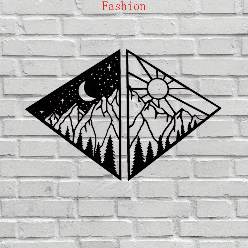 

2pcs Sun Moon Mountain Home Decor Metal Wall Hanging Decoration Interior Decor Home Decor Modern Art Decoration wall decoration