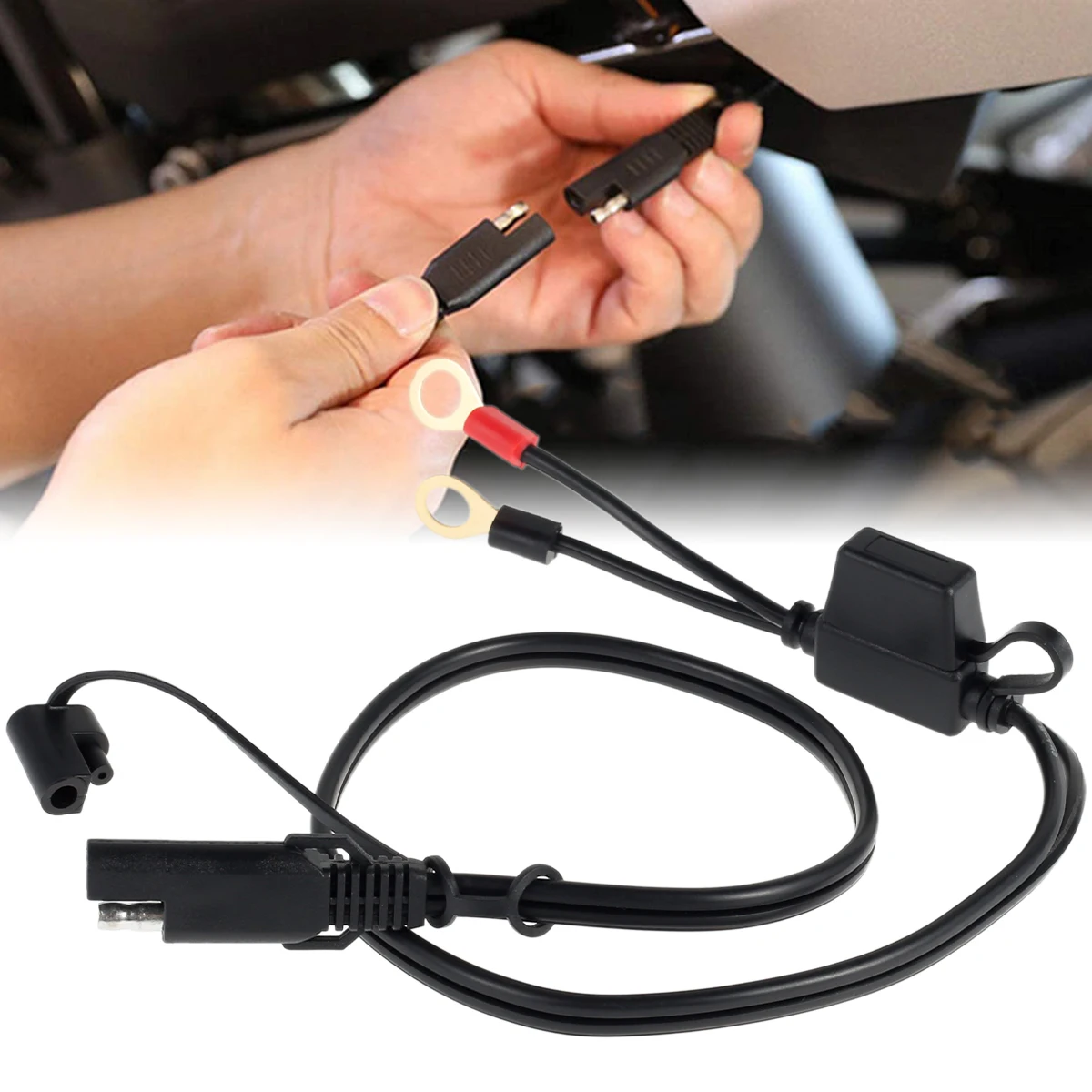SAE to Ring Terminal Harness Cable for Motorcycle Battery Charger