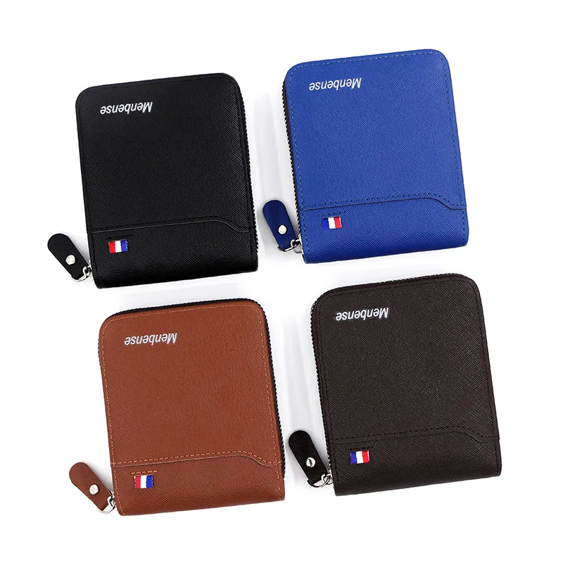 mens wallet New Men's Short Korean Style Zipper Bag Coin Pocket Card Holder Party Bag Credit Card Holder Rfid