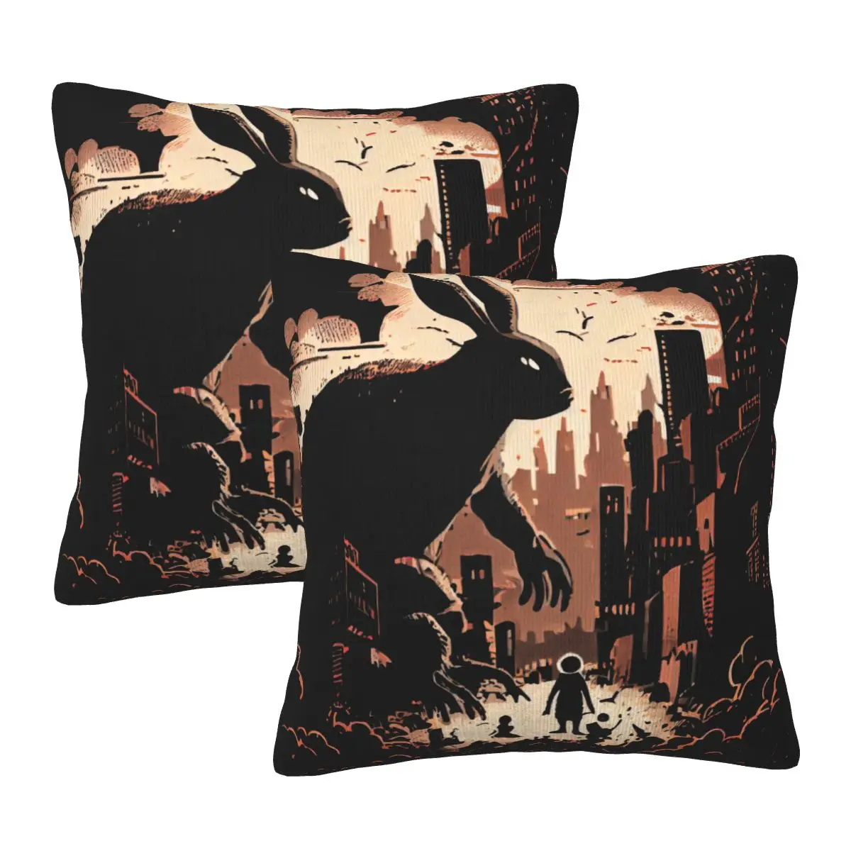 

Square pillow Set of 2 Giant Rabbit Women's Regular Unisex Creative Travel Interior decoration Machine washing Funny Novelty