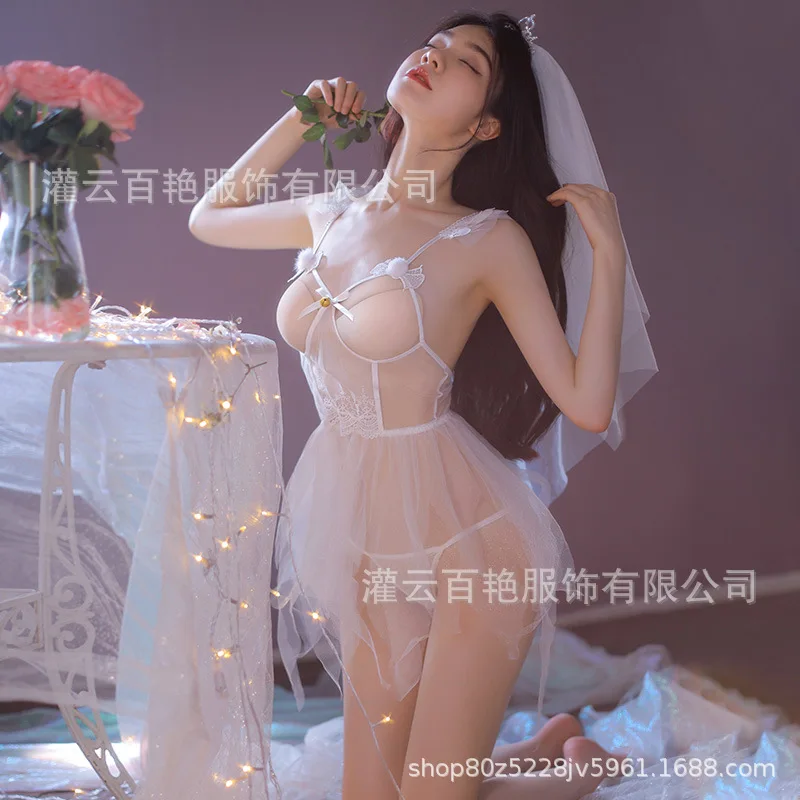 

Ruffles Nightdress Women Nightwears for Ladiessexy Lingerie Underwire Chest Pad Temptationsleeping Dress Pajamas Home Clothes