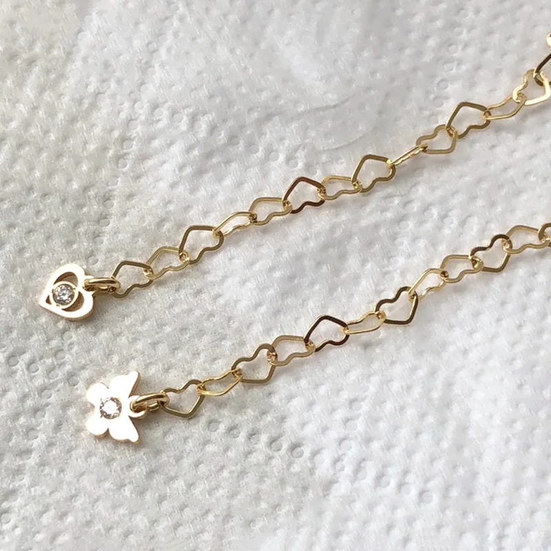 14K Gold Filled Extensions Chain Cable Extender Chain For Bracelet Heart shaped butterfly cross Charm Jewelry Making Supplies