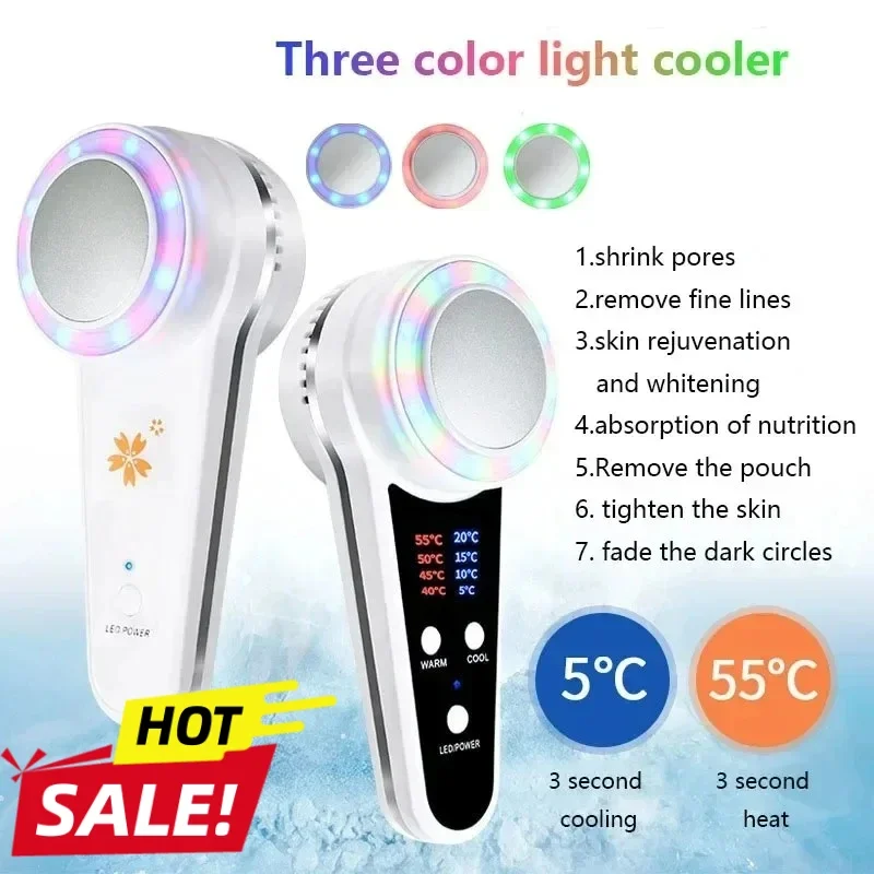 2026 NEW Professional Facial Massager Hot Cold Therapy with Blue Red Light for Skin Tightening Acne Care Anti Aging At Home Use