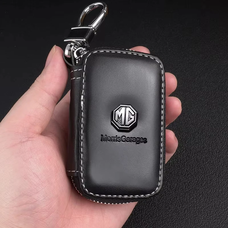 3D Metal Logo Leather Multi-Function Car Key Wallet
