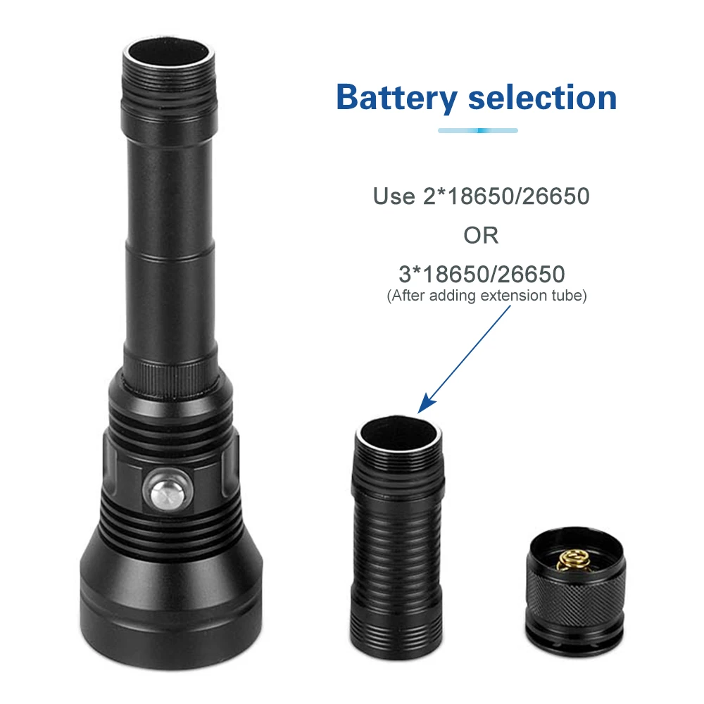 Description Picture 5 of itemAsafee 80M Underwater P70 8000LM Diving Flashlight 300M Range Torch White Light Lamp Waterproof Heat Scuba Lantern