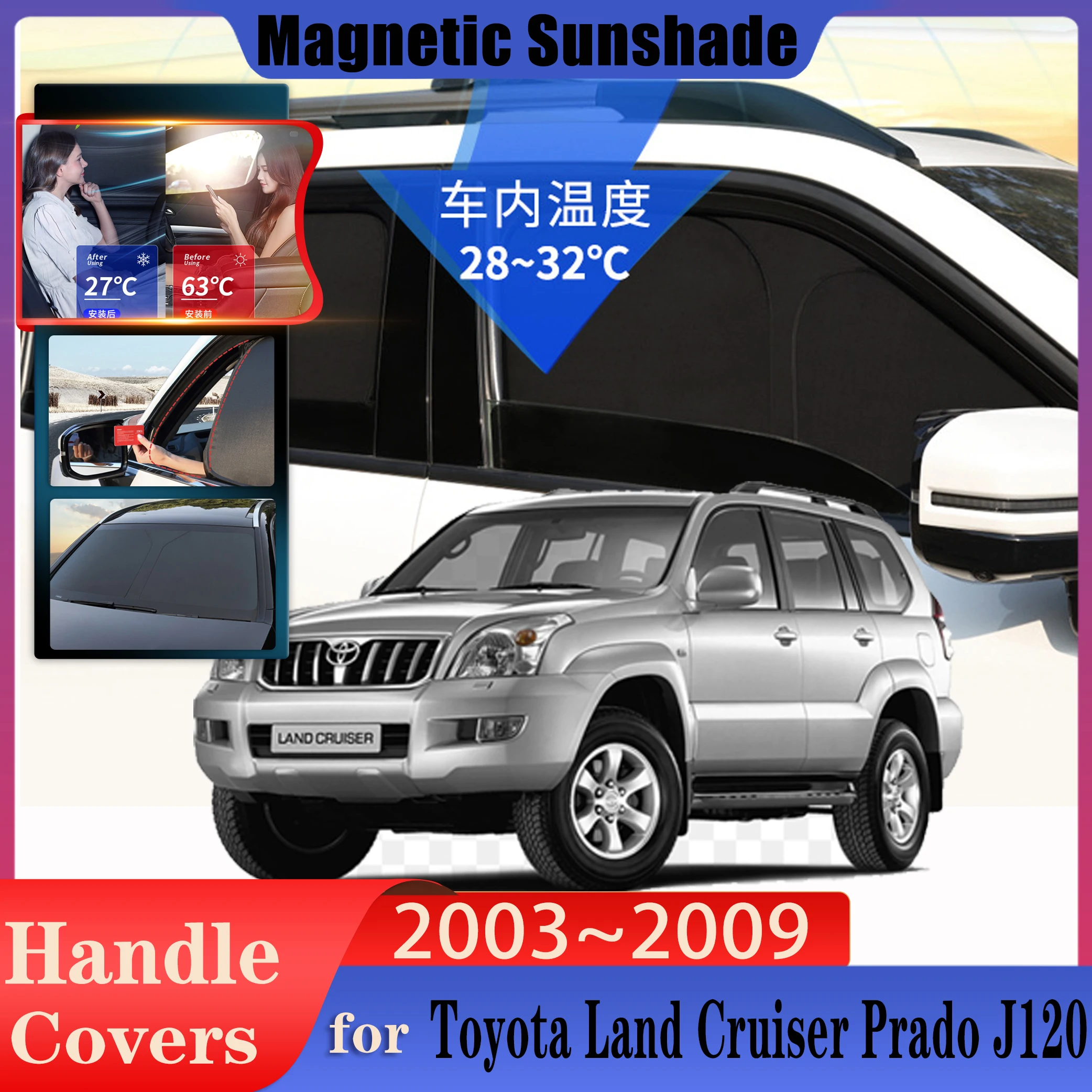 

Full Coverage Sunshades For Toyota Land Cruiser Prado J120 Accessories LC120 FJ120 2003~2009 Car Sunscreen Window Sunshade Cover