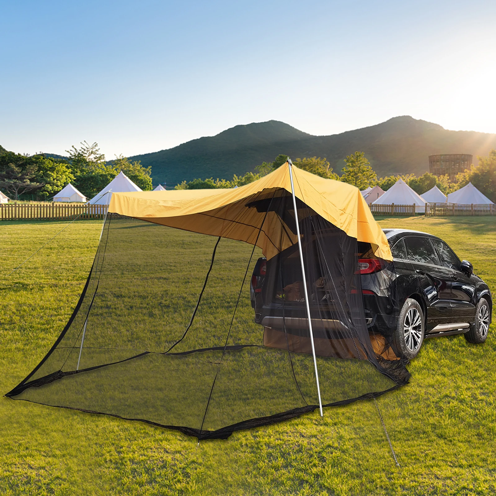 

Waterproof Roof Top Tent Car Canopy with a Mosquito Net for Outdoor Travel Family Picnics Camping 3-4 Persons Camping and Hiking