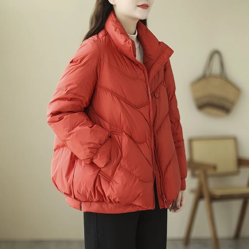 Women's Winter Parka 2025 Korean Version Loose Fitting Fashion Down Cotton Jacket Ladies Coat Stand-up Collar Warm Female Jacket