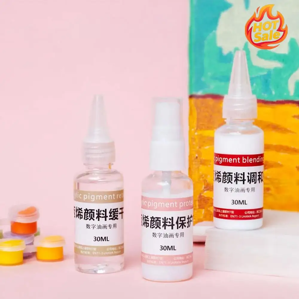 전문 페인팅용 3개 아크릴 페인트 리타더 미디엄 아크릴 믹서/리타더/보호제 30ml