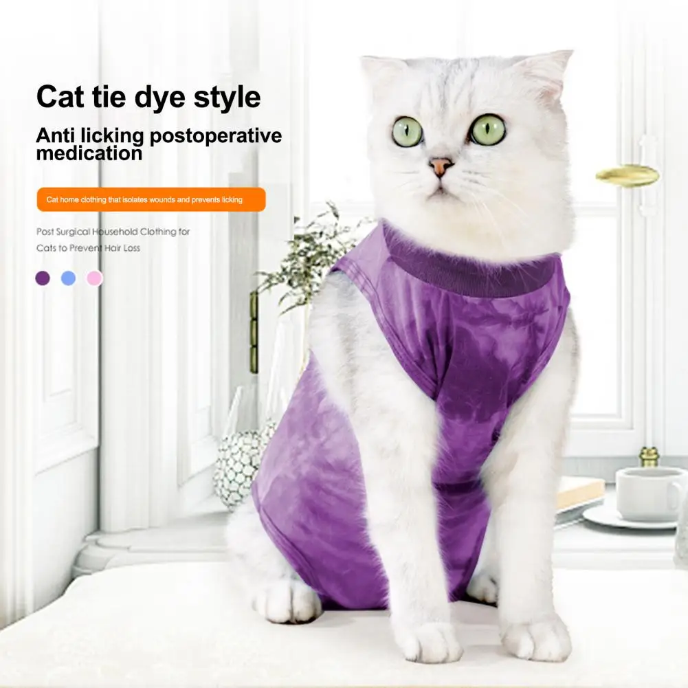 Pet Clothes Cat Surgery Recovery Suit Adjustable Collar Breathable for Female Spay Surgery Post-op