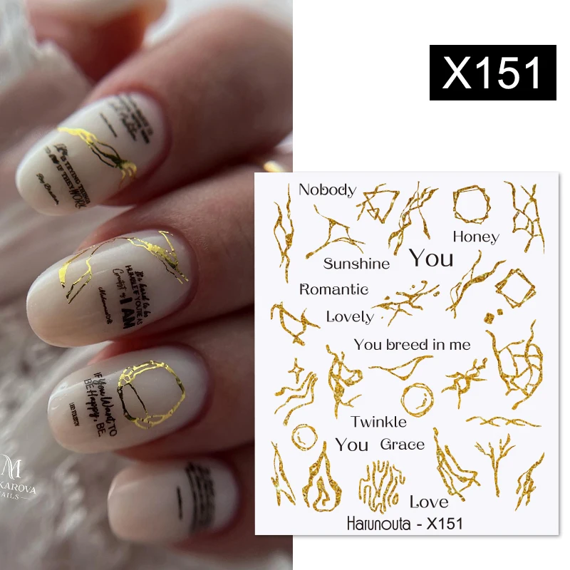 Nail Stickers Harunouta Abstract Line Leopard Print Water Sticker Decals Flower Leaves Marble Slider Decoration For Autumn Nail Design,nail stickers,nail art decoration,nail decals,flower stickers