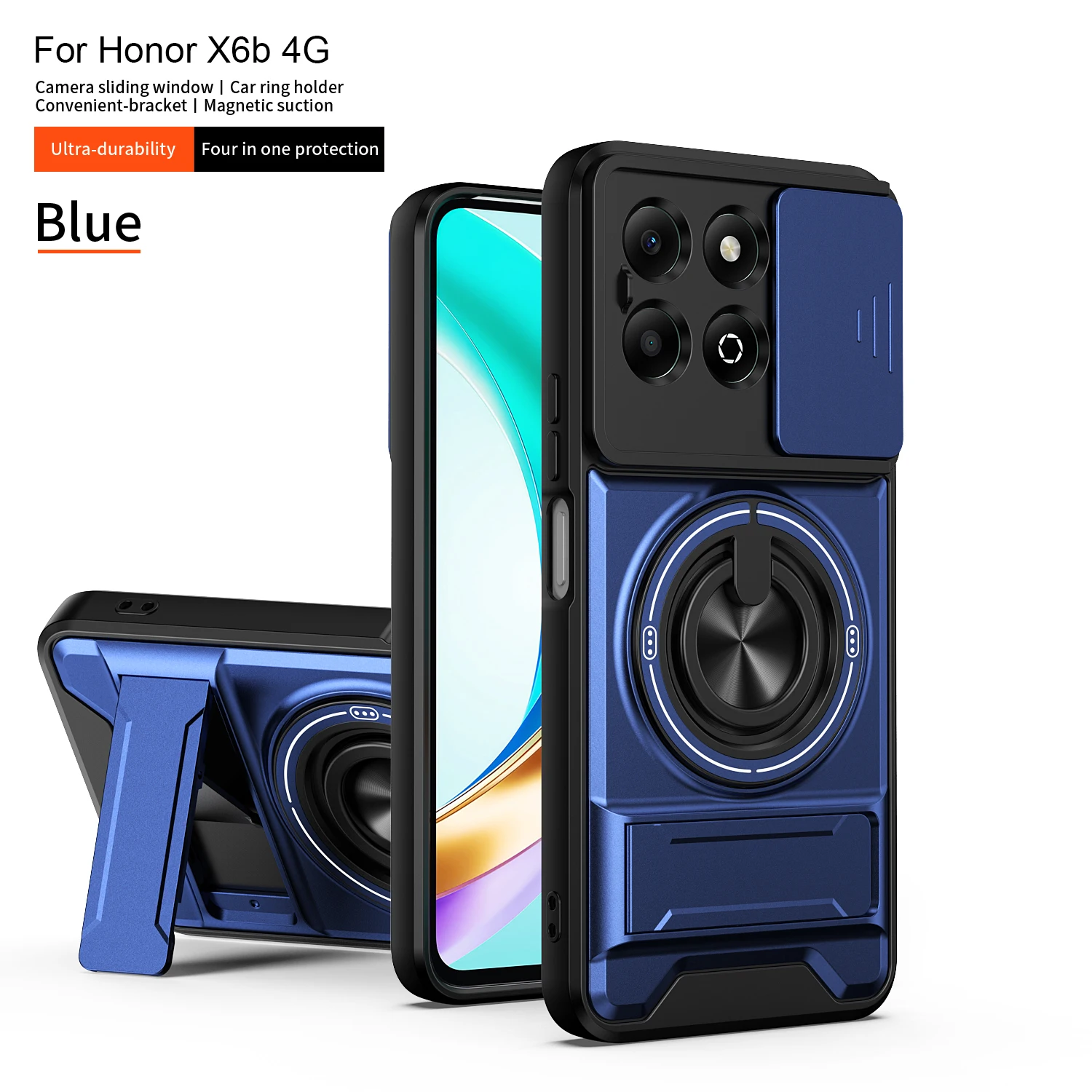 Military Armor Magnetic Phone Case with Camera Protection and Foldable Holder