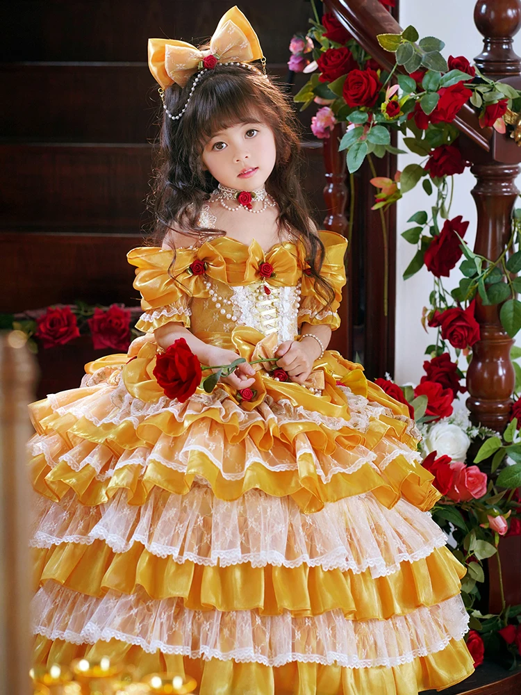 Kawaii Girl Lolita Princess Dress Child Sweet Cartoon Cute Skirt Children Birthday Party Gift Costume for Christmas