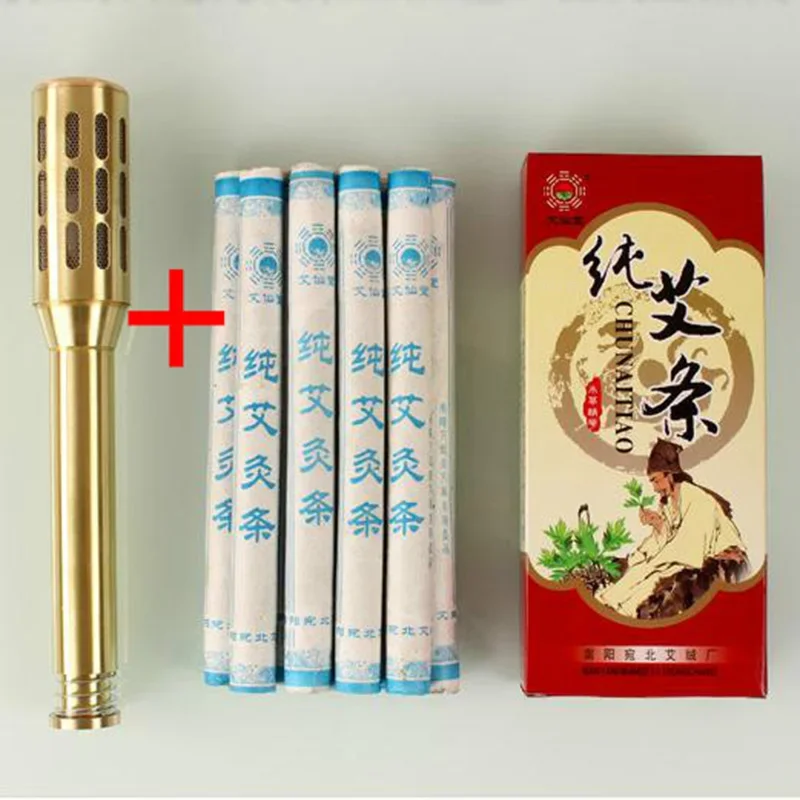 

12 в 1 медные стержни Moxa палочка для прижигания Box Device Moxa Moxibustion Ai Pillar + 10 Moxa Stick