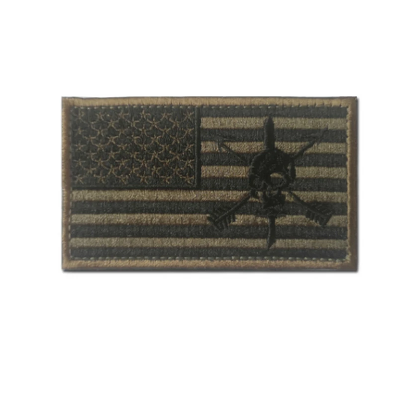 USA AMERIKA FLAGGE Chevrons PATCH IR Reflektierender Totenkopf Piratenstreifen Hakenschlaufe Abzeichen Applikation – Detail 12