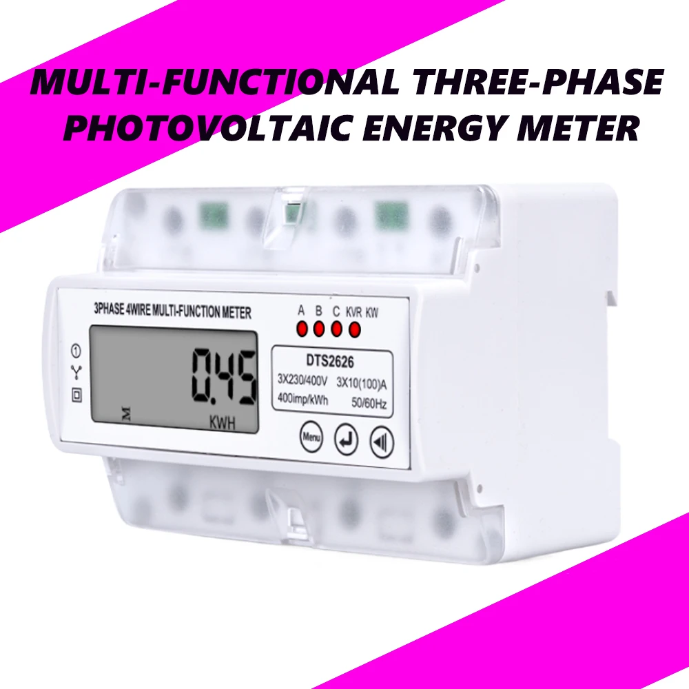 

Three Phase Four Wires Muti-Functional Digital Watt Power Energy Meter LCD Display Voltage Wattmeter kWh 380V 3X10 100A AC