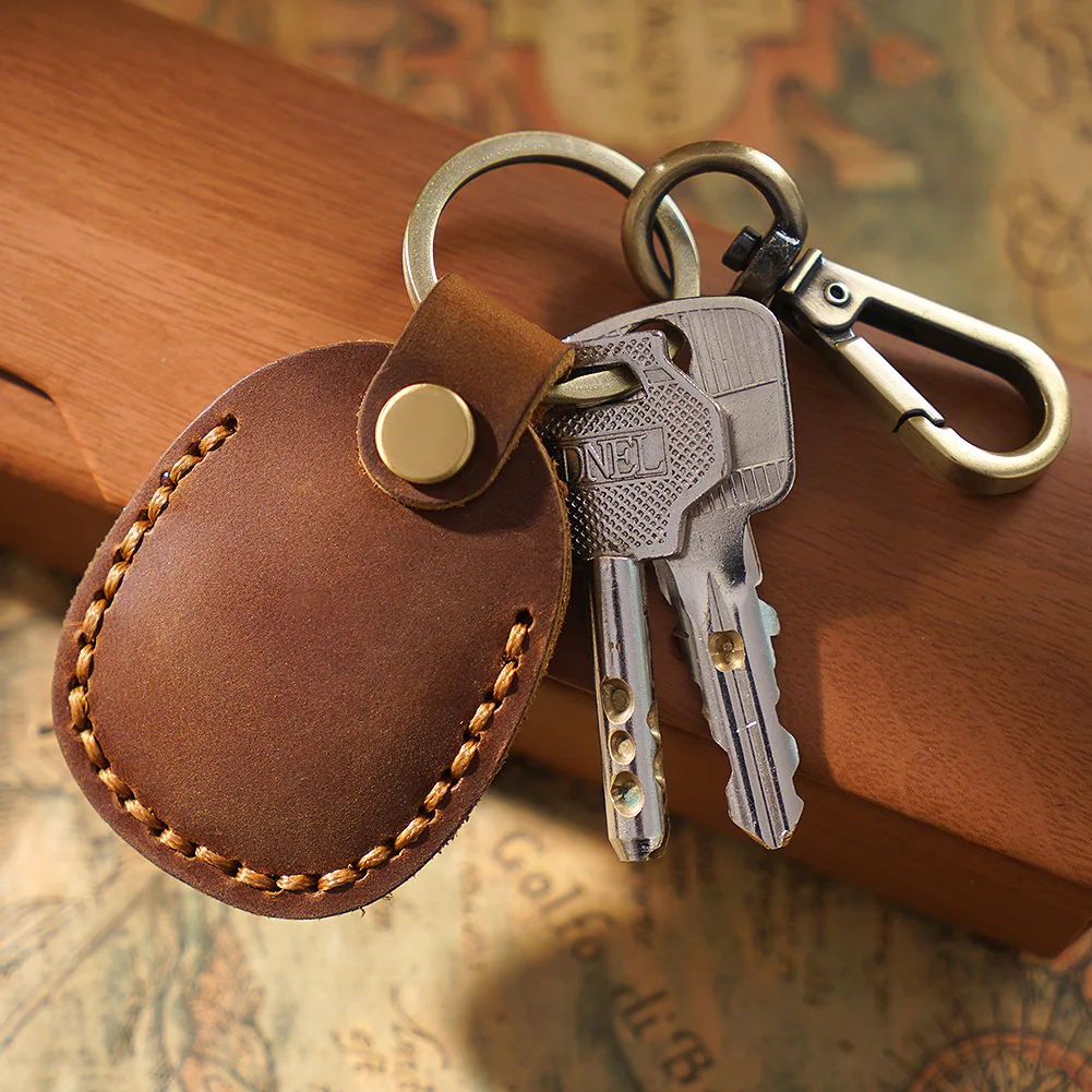 Vintage check leather key holder