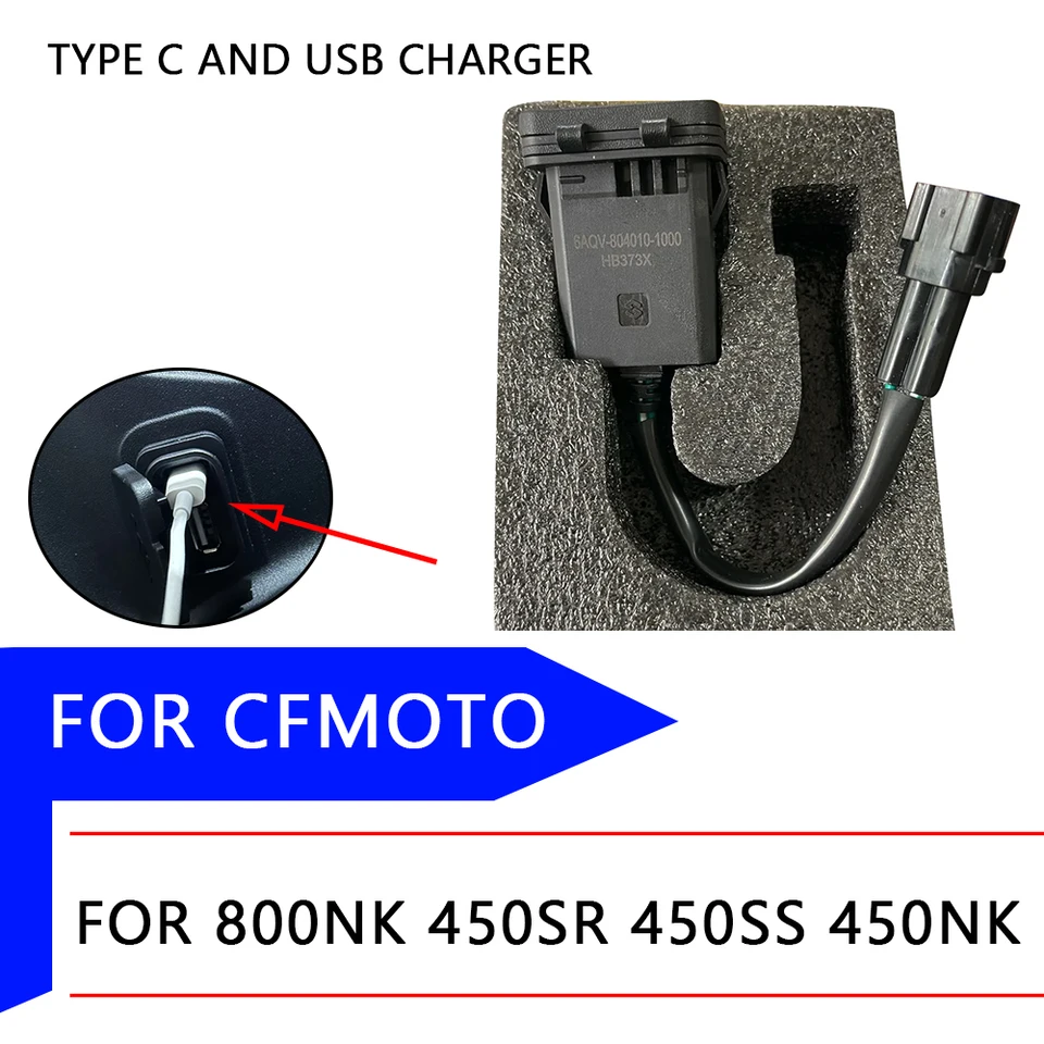 Adaptateur Chargeur Rapide USB Pour CFMOTO 450SS, 450SR, 450NK, 800NK, 300SR, 300SS – Neuf