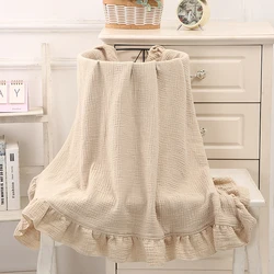 Organic Cotton Baby Wrap: Soft and Breathable Gauze Ruffle Blanket - 80x65 cm (Khaki)