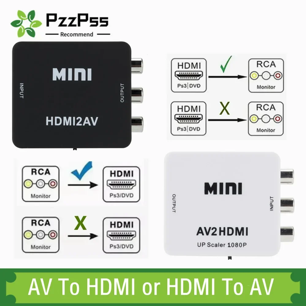 

HDMI-compatible To AV RCA CVSB L/R Video Scaler Converter Box Support NTSC PAL HD 720P/1080P AV RCA to HDMI-compatible Adapter