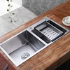 Stainless Steel Double Sink Wash Dishes With Drainer Deep Hidden Sink Bathroom Kitchen Accessories Household Items 2