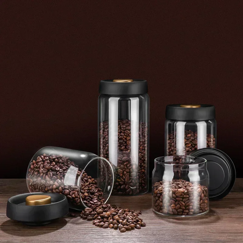 Storage Jar Vacuum Sealed Jug Coffee Beans Glass Airtight Food Grains Candy Keep Fresh Kitchen Accessories