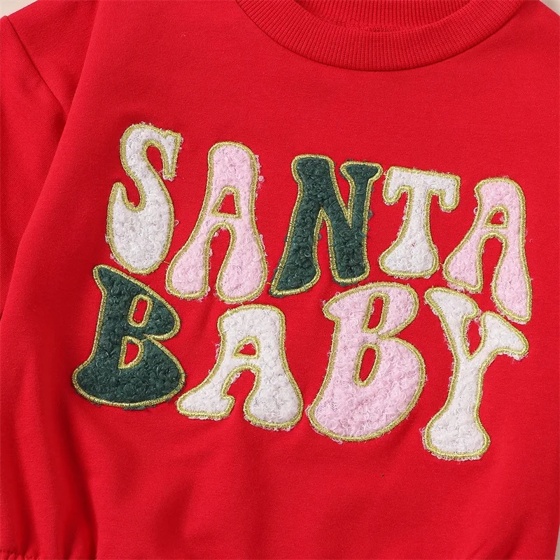 

0-3M Newborn Baby Girl Christmas Outfits Romper Embroidery Puff Letter Print Long Sleeve Bodysuit Infant Fall Playsuit