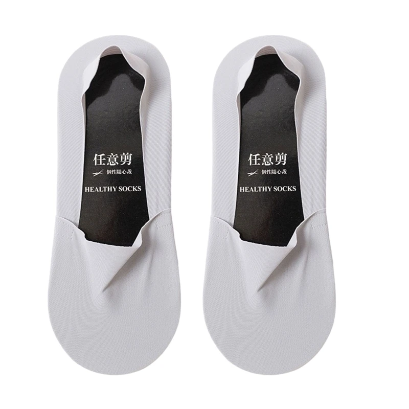 Men Summer Thin Ultra Low Cut No Show Boat Socks Solid Color Cool Seamless Invisible Non Slip Silicone Heel Grip Flat Liner F3MD