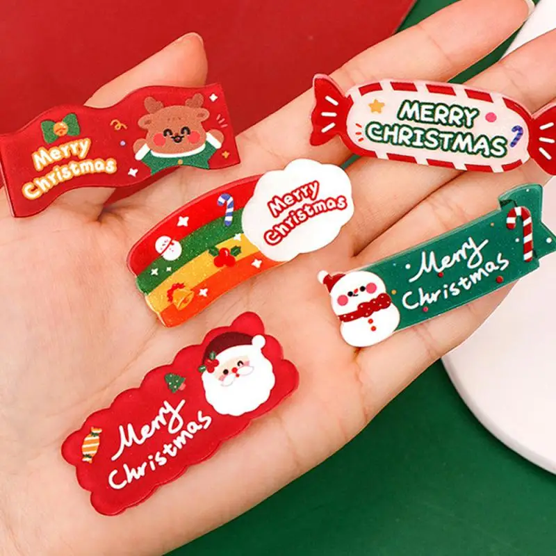 Original Christmas Decoration Hairpin Children Christmas Small Gift Cartoon Acrylic Clip Bangs Hair Clip