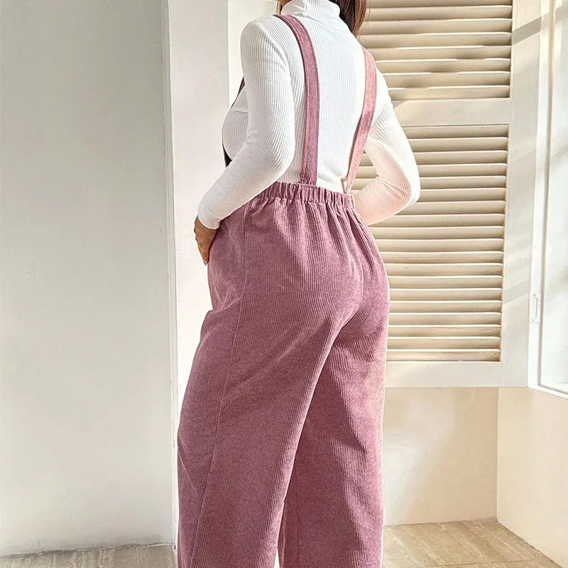 Maternity Corduroy Overalls Pregnancy Clothing for Pregnant Women Pants Autumn Winter Fashion Elastic Loose Corduroy Overalls - 4