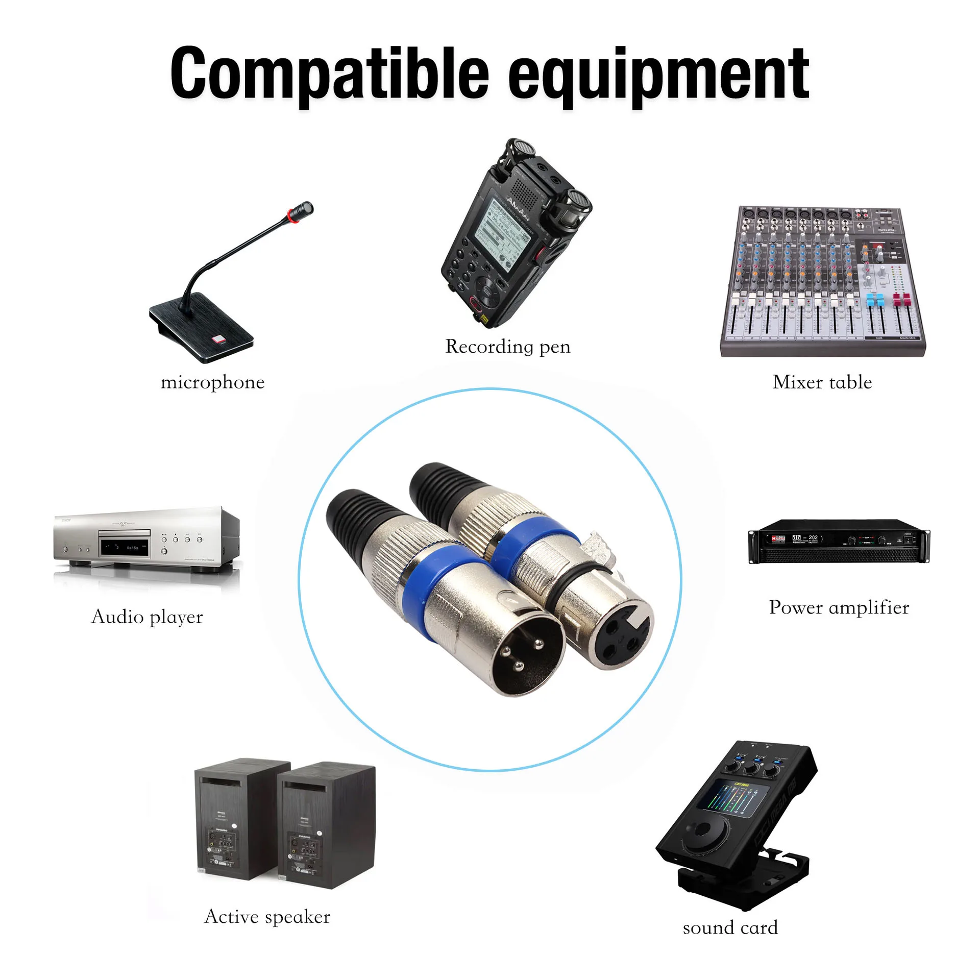 XLR 3 Pin Female Male MIC Jack Plug Audio Microphone Cable Wire Connector 4