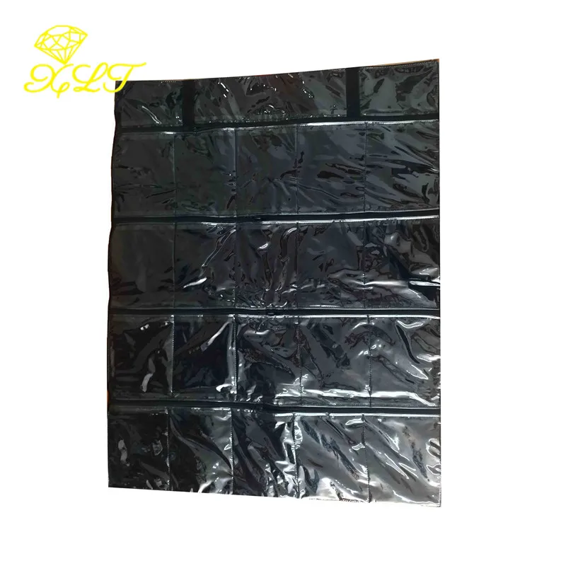 20 Grids Black Velvet Jewelry Roll Storage Bag Portable Ring Pendant Folding Travel Organizer Zipper Bag Earrings Case Box