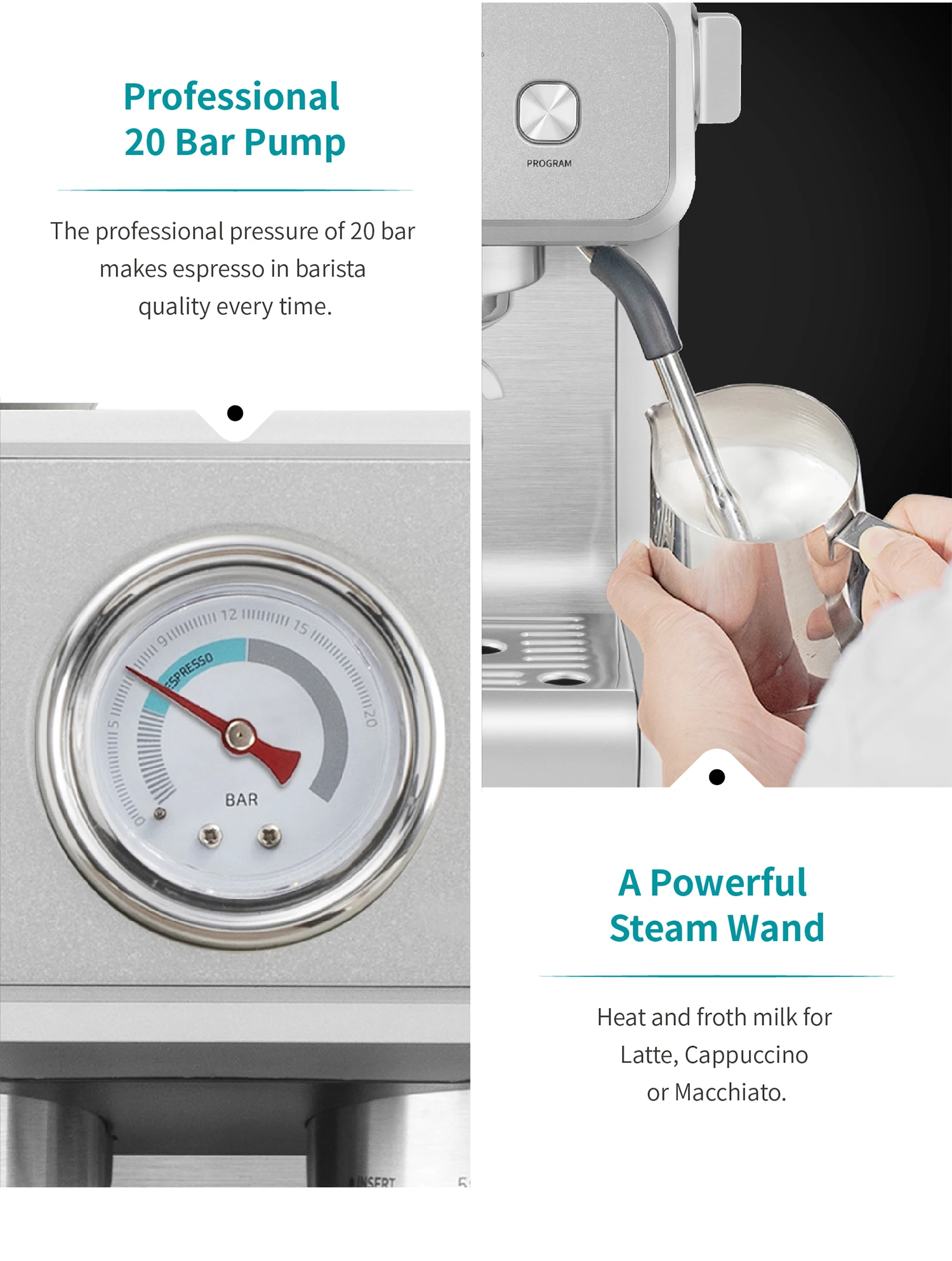 Gevi Barista Espresso Machine 20Bar Semi Automatic Espresso Machine