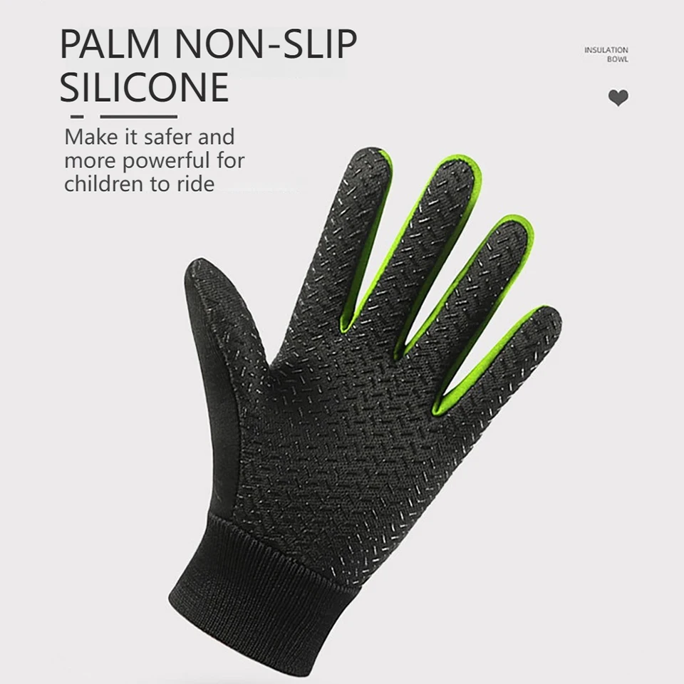 GTUBIKE Autumn Winter Gloves Kids Warm Water-resistant Sports Gloves with Thick Plush Lining for Cold Weather Cycling Gloves 6