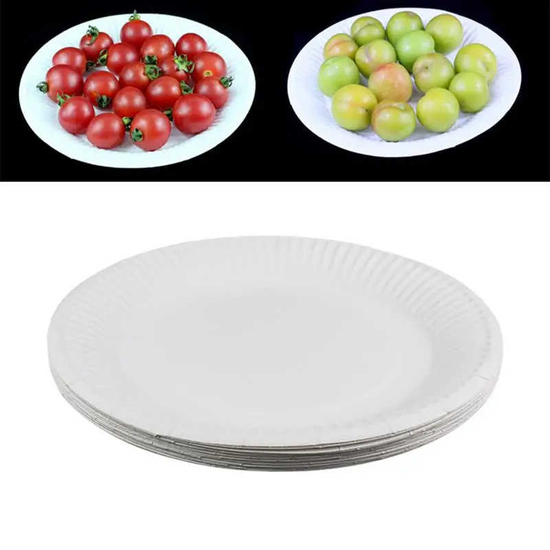 100PCS 6 Inch Disposable Paper Plates Round Plain Plates Disposable Party Paper Tray Barbecue Dishes Picnic Dishes 15.5cm