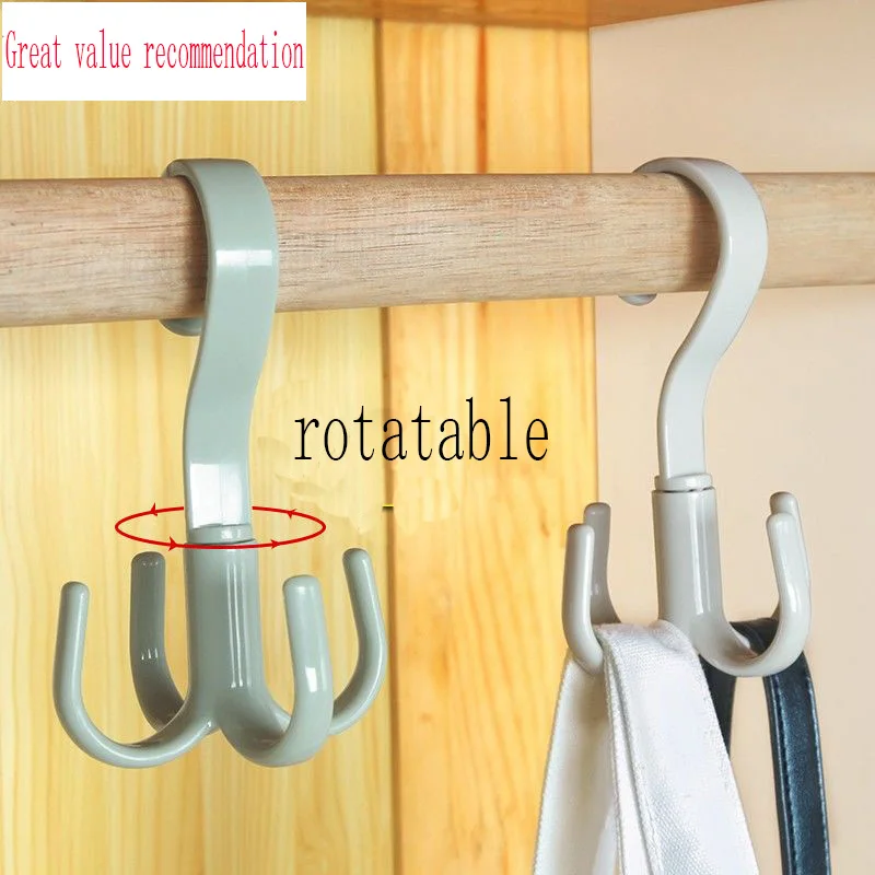 Rotating hook four-claw plastic creative removable punch-free multi-functional storage hook hanging clothes cabinet balcony mult