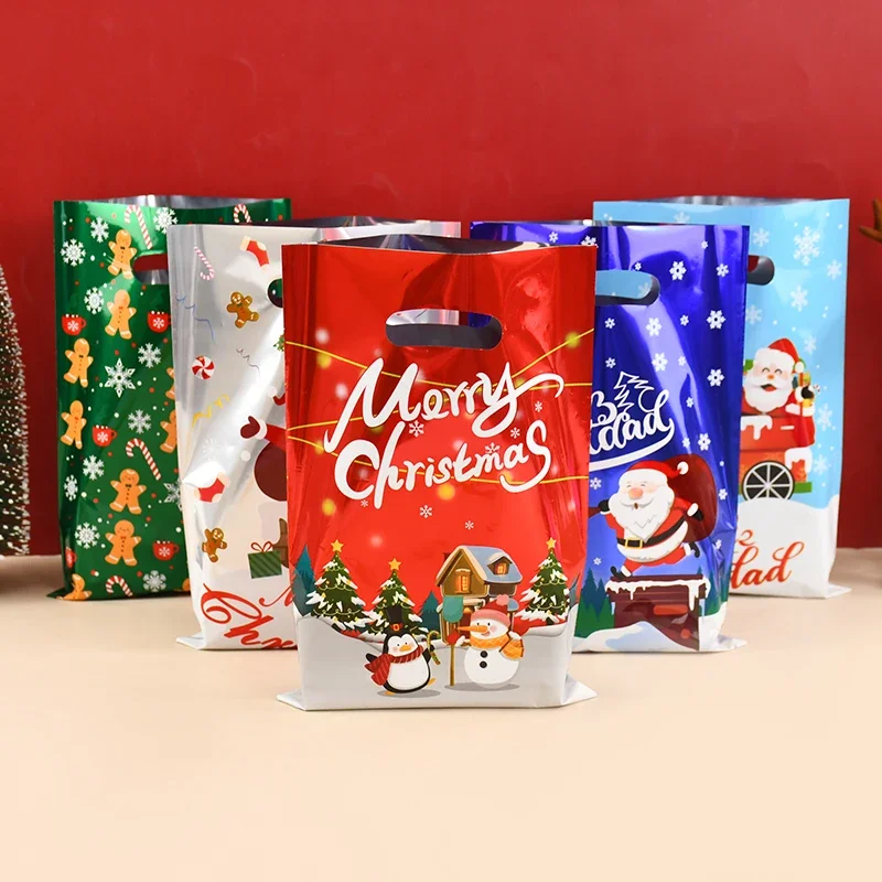 10/30pcs Christmas Gift Bag Cartoon Plastic Candy Cookie Packaging Navidad Decoration for Family Kid New Year Gift gift bags christmas gift bags christmas candy packaging