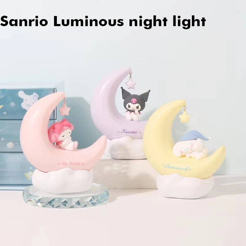 

Sanrio Luminous Ornaments Nightlight Cute Cartoon Cinnamoroll Kuromi Melody Moon Luminous Nightlight Anime Accessories Gifts