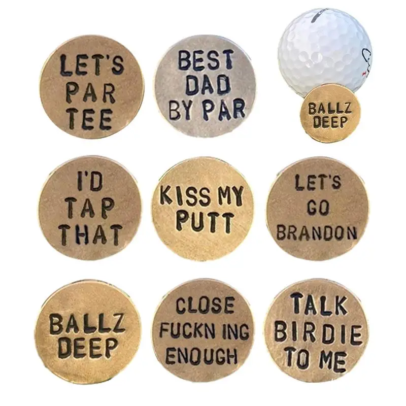 

Golf Ball Position Marker 8 Pieces Proximity Markers Positioning Mark Decor Assorted Patterns Metal Engraving Ball Marker Men