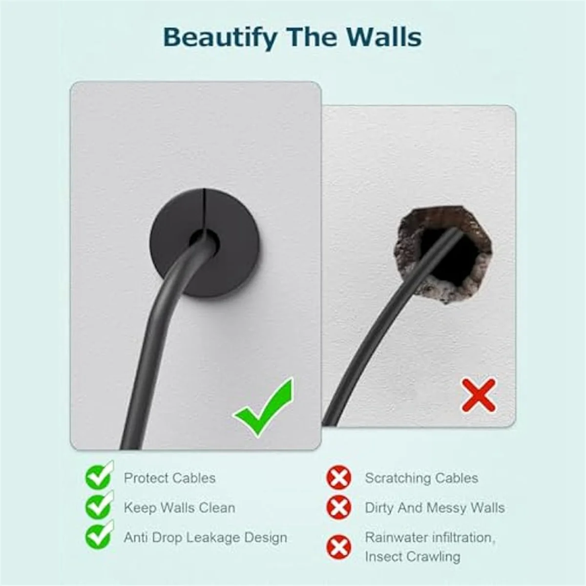 새로운 6PCS 벽 그로밋 이더넷 케이블 용 3/4 인치 벽 부싱 그로밋 19mm 직경 구멍 케이블 라우팅 키트